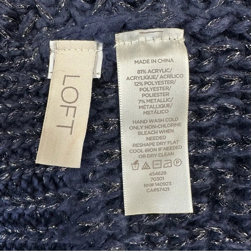LOFT metallic blue chunky knit scarf